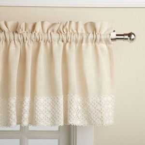 Salem Window Curtains, Valance, French Vanilla Beige|White